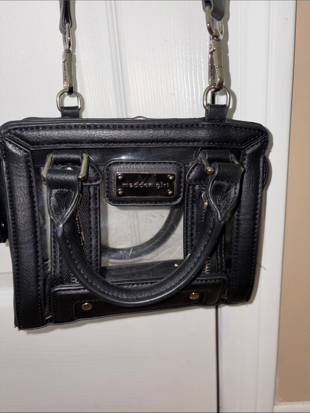 Madden Girl Black Mini Clear-Front Satchel